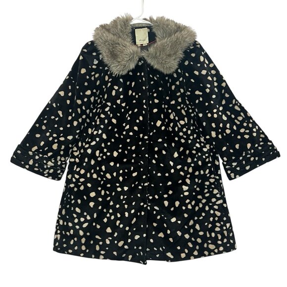 elevenses Jackets & Blazers - ANTHROPOLOGIE Elevenses Coat Faux Fur Trim Size 10 Black Jacket Cruela Dálmata